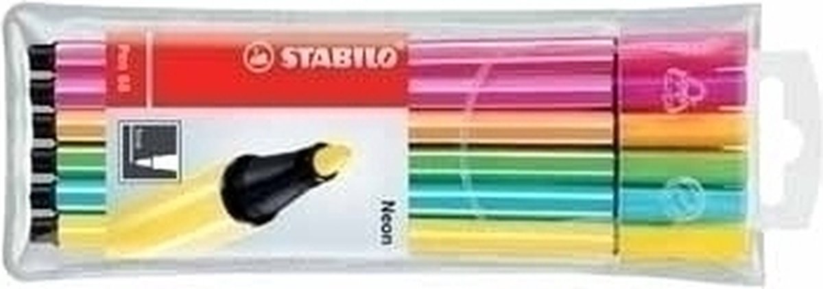 Viltstift STABILO Pen 68 fluor etui à 6 kleuren | 10 stuks